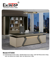 Ekintop Bureau en bois Mobilier de bureau moderne en forme de L Table de PDG d'angle Bureau de bureau avec tiroirs