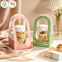 Boîte à gâteau triangulaire personnalisée, écologique, recyclable, imperméable, en papier alimentaire, avec poignée, pour mousse individuelle, pâtisserie, boulangerie