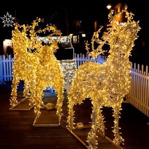 Grand cadre LED de Noël pour l'extérieur, motif cerf 2D/3D, éclairage pour la décoration des centres commerciaux, figurines de Noël - Product Image 3