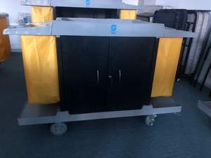 다기능 청소 호텔 룸 서비스 손수레 문을 가진 큰 housekeeping 트롤리 리넨 실용적인 손수레 청소 손수레 - Product Image 3