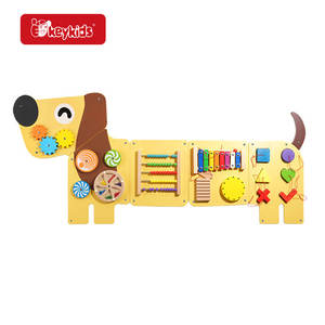 Gioco da Parete in Legno per Bambini a Forma di Cane Giallo - Abaco Xilofono per l'Apprendimento Precoce e il Gioco di Abbinamento Forme W12D787 - Product Image 1