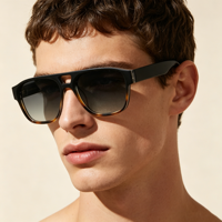Lunettes de soleil tendance carrées PC+CP avec double pont, unisexes, verres UV400, logo personnalisé, montures mode pour voyage et activités de plein air