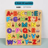Mainan edukasi dini anak-anak, mainan pendidikan dini anak-anak, blok Puzzle kayu bangunan Pencerahan, pembelajaran digital alfabet Populer
