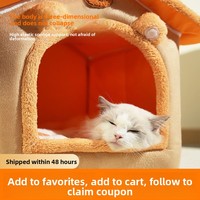 Maison et lit pour chat rectangulaires modernes, universels quatre saisons, à rayures, petits et miniatures, fermés, chauds pour l'hiver et sécurisés pour l'extérieur