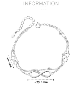 Bijoux fantaisie 925 Sterling Silver Zircon 8 chiffres Infinity <span class=keywords><strong>Symbol</strong></span> Chain Bracelet pour femme - Product Image 2