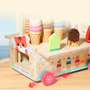 Regalos de Cumpleaños, Carrito de Madera, Juego de Imitación de Camión de Comida, Juguetes Versátiles de Helados para Niñas - Product Image 5