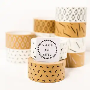 Custom Colored Eco Friendly Degradable Self-adhesive Gummed 3 Inch Printed Package Kraft Paper Parcel Tape With Logo