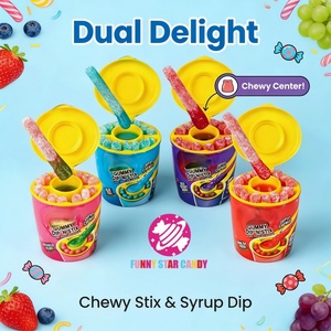 Vente en gros de bonbons gélifiés personnalisés Juicy Drop Gummy Dip 'N Stix, bâtonnets de bonbons gélifiés sucrés, bonbons au gel à tremper acidulé - Product Image 1