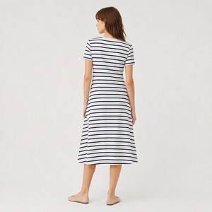 Abito Midi da Donna in Cotone Lavato 180GSM, Stile A-Line Svasato con Stampa a Righe <span class=keywords><strong>Breton</strong></span>, Classico Nautico Francese, Personalizzabile con Logo OEM - Product Image 3