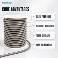 Cordon tressé en fibre d'acier inoxydable antistatique et conducteur pour applications de laminage de films et d'électrodéposition, résistant au feu