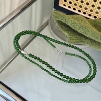 Nouveau Style chinois en acier inoxydable Yuanbao fermoir vert calcédoine collier de perles chaîne en bambou-bijoux en jaspe coloré pour les femmes