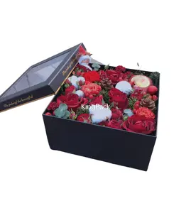 Nouveau design personnalisé de boîtes-cadeaux roses boîte d'emballage de fleurs boîtes à fleurs en forme de coeur avec fenêtre