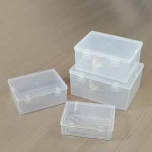 Plastic Transparent Rectangular Storage <b>Box</b> Covered Office Organizer For Stationery Hardware Jewelry Document Desktop Use - Product Image 2