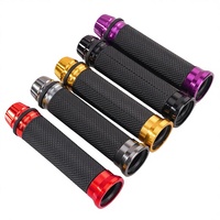 Puños de Manillar de Motocicleta Cilíndricos de Goma con Tapas de Aluminio Bicolor, Accesorios de Modificación Personalizados con Diseño de Flecha