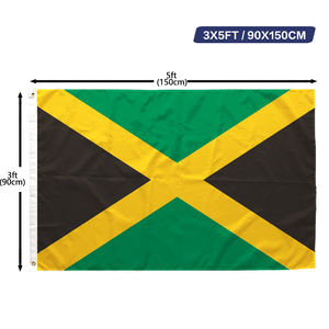 Флаг Ямайки 90x150 см (3x5 футов), полиэстер, односторонняя печать, латунные люверсы, двойная строчка, оптом - Product Image 1
