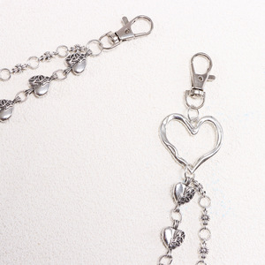 Heart Shape Metal Pants Chain Double Layer Handmade Tibetan <b>Silver</b> Waist Chain For Daily Wear Punk Style Unisex Denim Accessory - Product Image 4