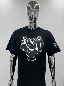 เสื้อยืดคอกลมโอเวอร์ไซส์ 220 กรัม สไตล์สตรีทเทรนดี้สำหรับผู้ชาย ผ้าฝ้ายแท้ พิมพ์ลาย 3 มิติ แบบพัฟ 100% ผ้าฝ้าย เสื้อยืดโอเวอร์ไซส์ - Product Image 2