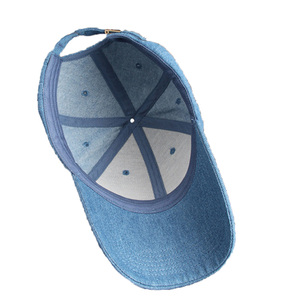 Customizable unisex curved <span class=keywords><strong>hem</strong></span> washed denim blue baseball hat - Product Image 6