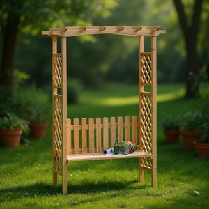 Banc de jardin en bois 2 places, style rustique, pour la décoration de patio et de jardin - Product Image 2