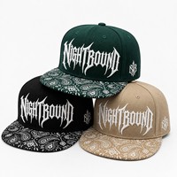 Gorra de Béisbol Hip Hop 2026 de Fábrica con Visera Plana, Bordado 3D Gótico, Visera con Diseño Paisley Bandana, Snapback Unisex de 6 Paneles, Logotipo Personalizado, Sarga