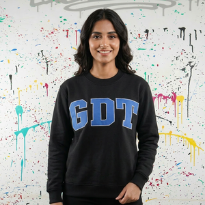 Sudadera con Capucha Personalizada GDT BLACK, 100% Algodón Velour, Apliques Digitales Azules, Bordado CLUSH SPORTS, Talla Grande, Invierno - Product Image 1