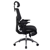 Chaise de bureau ergonomique en maille à dossier haut avec base à cinq étoiles, accoudoirs 3D modernes, appui-tête et repose-pieds réglables et pivotants
