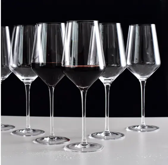 Toptan yüksek kalite benzersiz Premium özel klasik temizle Stemless lüks süblimasyon kristal kırmızı şarap kadehi cam