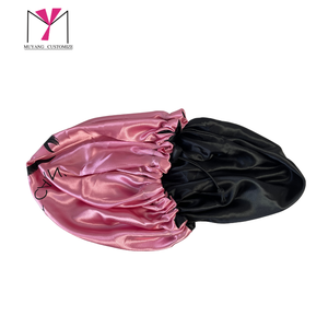 Gorro de satén personalizado Muyang con cordones ajustables de 54-56 cm, diseño estampado con personajes, gorro de dormir moderno para mujer, para uso doméstico. - Product Image 4