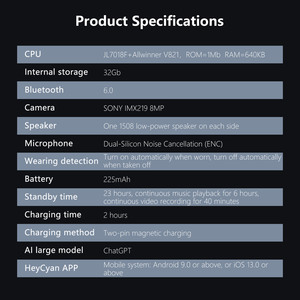 AI <b>Smart</b> Glasses 4K <b>Camera</b> 1200P Video BT6.0 <b>WiFi</b> Translation Recording Audio Eyewear Blackview BV200 - Product Image 6
