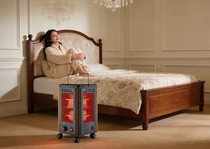 Aquecedor de Quartzo QH-200M de 5 Lados 2000W com Timer de 3 Horas, Rodas e Proteção de Inclinação, Certificado CE para Apartamentos Europeus - Product Image 2