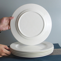 Maßgefertigte Weiße Fine Bone China Flache Teller, Runde Keramik-Essteller für Zuhause, Hotel, Hochzeit oder Restaurant