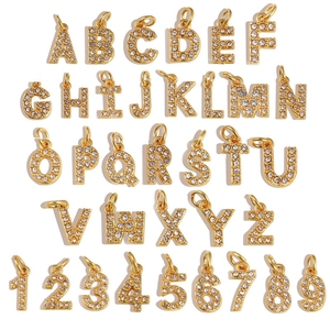 Lettre de l'alphabet en acier inoxydable pour bricolage fait à la main avec pendentif en pierre de Zircon - Product Image 1