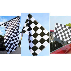 โรงงานโดยตรงที่กำหนดเองพิมพ์แข่งตาหมากรุกสีแดงและสีดำมือหมุนธงแข่ง - Product Image 3