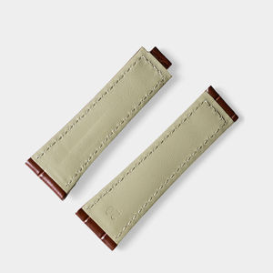 Bracelet de <span class=keywords><strong>montre</strong></span> en cuir véritable à motif crocodile avec logo personnalisé, 20 mm pour <span class=keywords><strong>montre</strong></span> intelligente, bracelet en cuir, boucle déployante en <span class=keywords><strong>acier</strong></span> inoxydable - Product Image 6