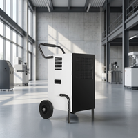 Déshumidificateur Commercial Électrique Portable 60L/Jour en Métal avec Roues, Poignée de Tirage, Drainage Continu et Conception Compacte pour Usage Industriel