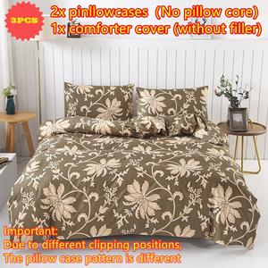 Ensembles <span class=keywords><strong>de</strong></span> literie imprimés brossés à trois pièces pour plantes et fleurs, doux et adaptés aux peaux sensibles - Product Image 2