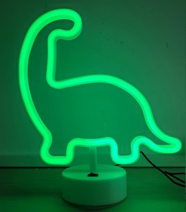 <span class=keywords><strong>Lampe</strong></span> de table au néon de petit format à piles AA avec base LED, signe décoratif au néon dinosaure, cactus, arc-en-ciel - Product Image 1
