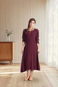 Robe Cocon Femme Noire en Lin Coupe A-Line Manches Courtes Ajustement Classique Minimaliste Décontractée Unie Naturelle Écologique Respirante - Product Image 6