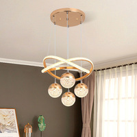 Lustre suspendu LED moderne pour salle à manger, 4 lumières, globe en cristal, doré, 2 couleurs, lampe de plafond pour îlot de cuisine, décoration intérieure
