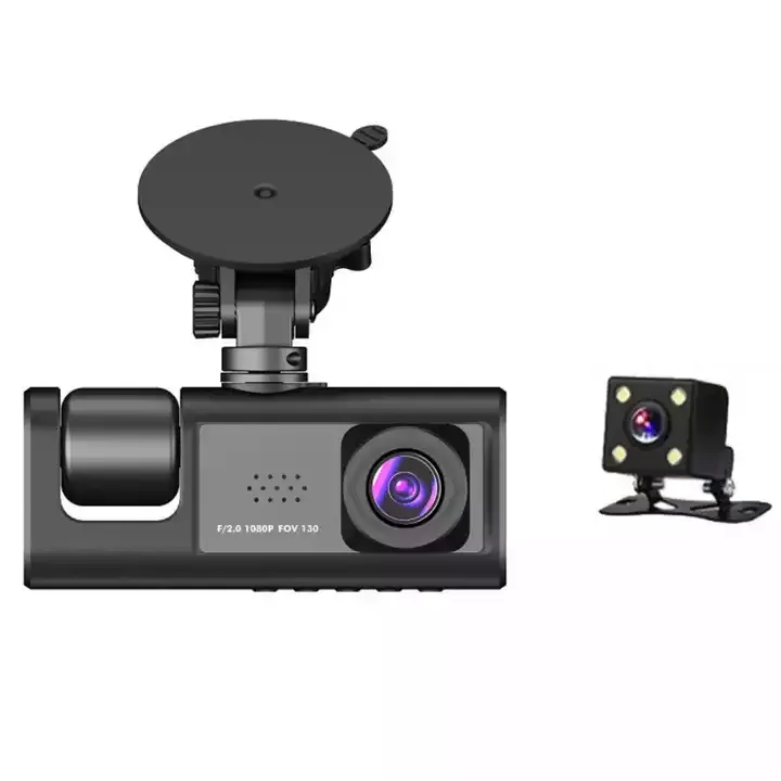 C1 Car Dash Cam Front Rear Inside Three Cameras Car Dvr Box Car Video Recorder Vehicle Camera Black