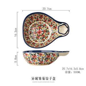 2025 superventas 2 diseños creativos vajilla de cerámica pulida plato dividido plato de bola de masa hervida desayuno ensalada frutero - Product Image 5