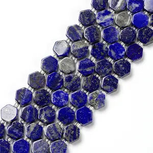 Natural Lapis Lazuli Flat Hexagon Spacer Loose Bead for Jewelry Making Hexagon Crystal Quartz Bead for Jewelry DIY