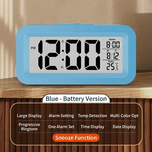 Mini Horloge Intelligente <span class=keywords><strong>de</strong></span> Table avec Affichage <span class=keywords><strong>de</strong></span> la Date, Température, Minuteur, Réveil pour Bureau, Chambre et Étude, avec Veilleuse - Product Image 3