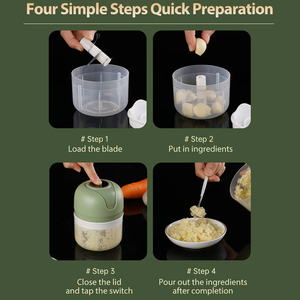 Mini Picadora de Verduras y Ajo USB Recargable, Resistente, para Carne y Jengibre, de Dos Cuchillas, Venta al por Mayor - Product Image 4