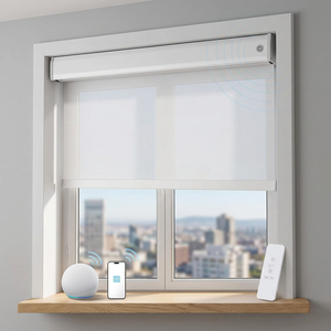 Electric Motorized Roller Blind Blackout Waterproof Polyester <b>Window</b> <b>Shade</b> for French <b>Window</b> Customizable - Product Image 2