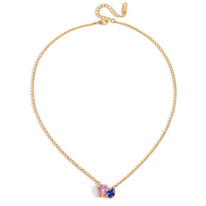 Collar con colgante de circonita en forma de corazón, engaste de garra de acero inoxidable de 18K, diseño de joyería para mujer, regalo. - Product Image 5