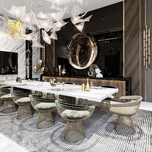 高級グレー12椅子14シーター大理石トップダイニングテーブルメーカー - Product Image 2