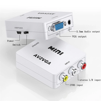 1080P Mini AV RCA CVBS ke VGA konverter Video dengan 3.5mm Audio mendukung PAL NTS adaptor Video untuk TV Set-Top Box Monitor PC