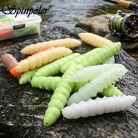 Spinpoler 38mm/1.12g Leurre souple flottant de haute qualité en forme de larve, 38mm, lumineux UV, pour la pêche en eau douce