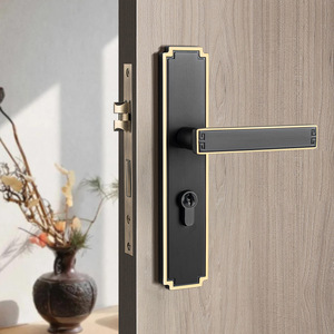 Poignées <span class=keywords><strong>de</strong></span> porte en laiton brossé <span class=keywords><strong>de</strong></span> luxe à prix d'usine, serrures silencieuses simples pour portes en bois d'appartements, condos, maisons et bureaux - Product Image 5